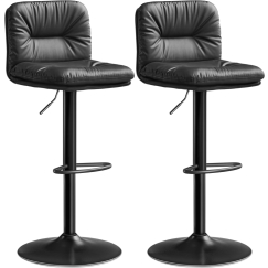 Barová stolička Ambush (SET 2 ks), syntetická koža, čierna
