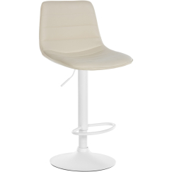 Barová stolička Lex, syntetická koža, biely podstavec / krémová
