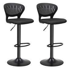 Barová stolička Shaped (SET 2 ks), textil, čierna - 1