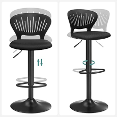 Barová stolička Shaped (SET 2 ks), textil, čierna - 3