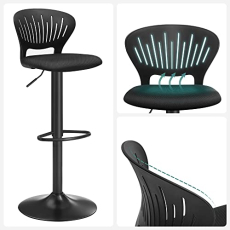 Barová stolička Shaped (SET 2 ks), textil, čierna - 4