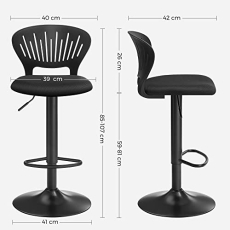 Barová stolička Shaped (SET 2 ks), textil, čierna - 5