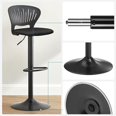 Barová stolička Shaped (SET 2 ks), textil, čierna - 6
