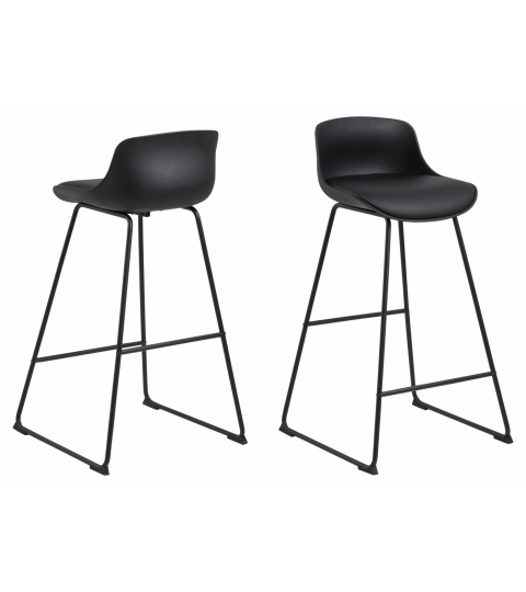 Barová stolička Tina (SET 2ks), plast, čierna
