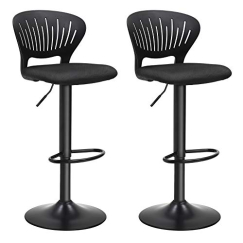 Barová židle Shaped (SET 2 ks), textil, černá