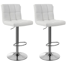 Barové stoličky Faux (SET 2 ks), syntetická koža, biela - 1