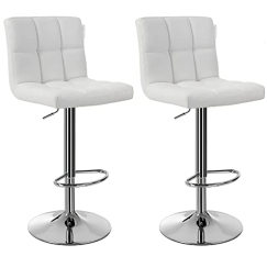 Barové stoličky Faux (SET 2 ks), syntetická koža, biela