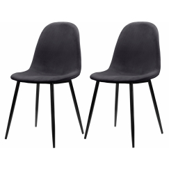 Jedálenská stolička Matcha (SADA 2 ks), zamat, čierna / tmavo šedá