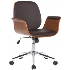 Konferenčná stolička Kemberg, syntetická koža, hnedá