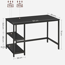 Pracovní stůl Barron, 120 cm, černá - 4