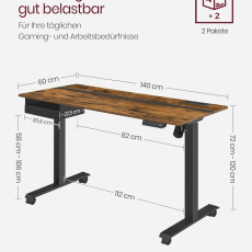 Pracovní stůl elektrický Grudge, 140 cm, hnědá - 4