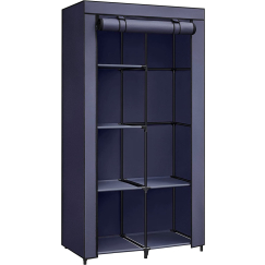 Šatní skříň Gnaw, 168 cm, textil, modrá