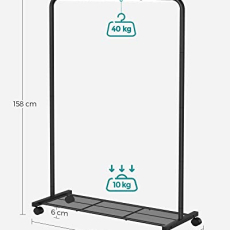 Stojan na oblečení Wilhelm, 158 cm, černá - 5