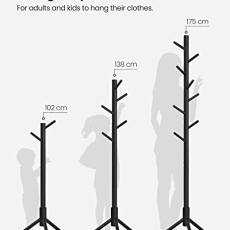 Stojanový věšák Lucas, 175 cm, černá - 6