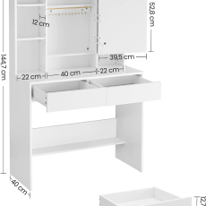 Toaletní stolek Fester, 145 cm, bílá - 6